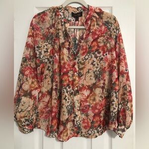 Truth by republic new blouse flowy floral fall colors women’s size XS NWT v neck